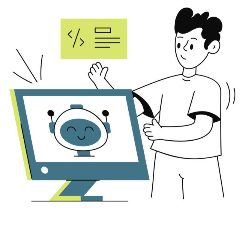 Find freelance manufacturing support Illustration of small business owner searching computer for manufacturers